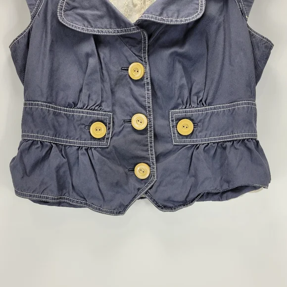 Elevenses Anthropologie Ruffle Button Top Womens 8 Dainty Festival Prairie Boho - Picture 2 of 11